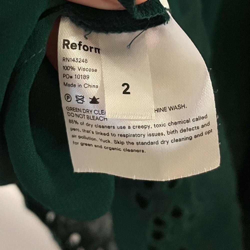 Like New Reformation Libbie Dress in Emerald Green, Size 2 - Picture 10 of 10